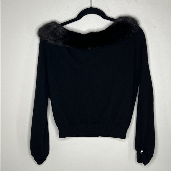 Vintage Dalton Cashmere and Fur Black Cardigan - Picture 11 of 12